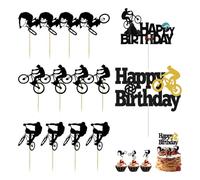 CVFRTT 14 Pezzi di Inserti per Biciclette, Toppers per Torte A Tema Bicicletta, Decorazioni per Torte per Feste, Argento