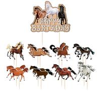 CVFRTT 16 Pezzi Inserti per Torta Cavallo E 1 Inserto Grande per Torta di Compleanno, Decorazioni per Feste di Compleanno A Tema Cavallo, Decorazioni per Torte per Bambini, Accessori per Torte