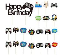CVFRTT 21 Pezzi Inserti per Console di Gioco Cake Topper Decorazione per Feste di Gioco Ragazzi Festa di Compleanno Cake Topper Inserti per Torta