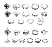 CVFRTT 26 Parti di Anelli Gotici da Uomo e da Donna - Set di Gioielli in Argento con Vari Stili di Decorazioni