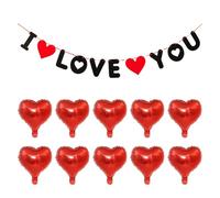 CVFRTT Banner da 1 Pezzo E Palloncini A Forma di Cuore da 10 Pezzi, Decorazioni per Feste, Decorazioni per Scene di Feste, Decorazioni per Matrimoni, Decorazioni Romantiche