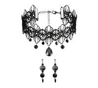 CVFRTT Collana Gotica 1 Pezzo E 1 Paio di Orecchini, Gioielli retrò Semplici, Collana di Pizzo, Accessori di Abbigliamento, Gioielli da Donna