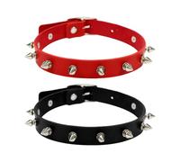 CVFRTT Collari Borchiati in 2 Pezzi, Collari in Pelle, Collari Stile Punk, Collari Rock, Accessori Cosplay, Collari in Pelle Regolabili, Collari Decorativi