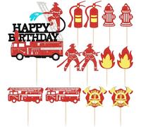 CVFRTT Confezione da 13 Inserti per Torte A Tema Fuoco, Decorazioni per Feste A Tema Fuoco, Decorazioni per Torte, Inserti Creativi per Torte