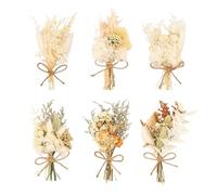 CVFRTT Fiori secchi, 6 mazzi di fiori, fiori misti, interno, marrone chiaro, grigio