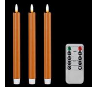 CVHOMEDECO. Candele coniche in vera cera senza fiamma, con telecomando a 10 tasti, funzionamento a batteria, LED tremolanti 3D, candele per finestre per la casa, decorazione per feste di Natale, 2,9 x