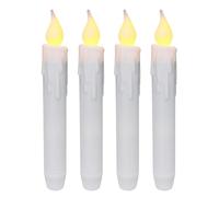 CVHOMEDECO. Candele coniche tremolanti a LED a goccia senza fiamma, funzionamento a batteria con timer, bianco, 16,5 cm, set di 4