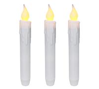 CVHOMEDECO. Candele coniche tremolanti a LED a goccia senza fiamma, funzionamento a batteria con timer, bianco, 16,5 cm, set di 3