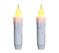 CVHOMEDECO. Candele coniche tremolanti a LED senza fiamma con effetto goccia, funzionamento a batteria con timer, bianche, 12,1 cm, set da 2