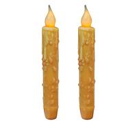 CVHOMEDECO. Candele in vera cera a LED, immerse a batteria, con timer e timer, decorazione rustica senza fiamma, 16,5 cm, arancione, 2 pezzi in una confezione