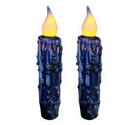 CVHOMEDECO. Candele in vera cera a LED, immerse a batteria, con timer, rustiche, senza fiamma, decorazione senza fiamma, 10 cm, blu navy, 2 pezzi in una confezione