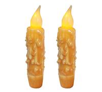 CVHOMEDECO. Candele in vera cera a LED, immerse a batteria, con timer, rustiche, senza fiamma, decorazione senza fiamma, 10 cm, arancione, 2 pezzi in una confezione