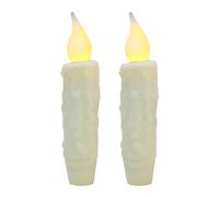 CVHOMEDECO. Candele in vera cera temperate a mano, a batteria, con timer LED, decorazione rustica primitiva, 12 cm, avorio, 2 pezzi in una confezione.