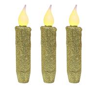 CVHOMEDECO. Candele senza fiamma glitterate tremolanti a batteria LED coniche candele con timer per casa, matrimonio, Halloween, decorazione natalizia, oro, 4-3/4 pollici, set di 3