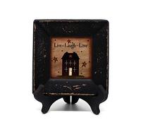 CVHOMEDECO. Piatto Decorativo Primitives Country House con Display Quadrato a cremagliera Piatto in Legno Decorazioni per la casa e L'Ufficio Art, 15,2 X 15,2 cm