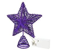 CVHOMEDECO. Stella 3D per albero di Natale, con luci a LED bianche calde e timer, per decorazioni natalizie e festività, 20,3 x 25,4 cm, colore: viola