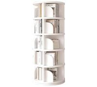 CVJdfhRE Libreria girevole bianca a 5 ripiani, semplice scaffale da pavimento for uso domestico, molto spazio di archiviazione