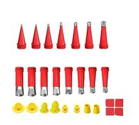 Cvoepobey Applicatore per Cartucce di Silicone da 27 Pezzi con Base, Giallo e Rosso. Finitura In Acciaio Inossidabile per Sigillanti per Fughe. Utensile per Finitura di Giunti per Lavandino da Cucina.