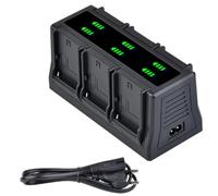 Cvoepobey Caricabatterie Rapido per NP-F970,NP-F960,NP-F750,NP-F550,NP-FZ100,LP-E6,EN-EL15,Caricatore A 6 Canali con Piastra Intercambiabile SPINA UE