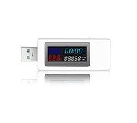 Cvoepobey Tester USB 6 in 1 DC4-30V Display IPS Misuratore di Capacità di Temporizzazione di Tensione Digitale Rilevatore di Corrente, Tensione, Bianca