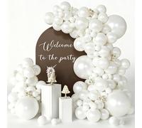 CVPARTYON Palloncini bianchi perlati, 125 pezzi, diverse dimensioni, 45,7 cm, 30,5 cm, in lattice bianco, kit per arco per feste di compleanno, baby shower, rivelazione di genere, prima comunione