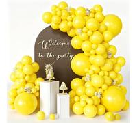 CVPARTYON Palloncini gialli 125 pezzi di diverse dimensioni 45,7 cm, 30,5 cm, 25 cm, in lattice giallo opaco, kit per arco di palloncini per compleanno, baby shower, laurea, addio al nubilato, festa
