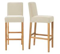 CVQJL Coprisgabelli da Bar Elasticizzati con Schienale, coprisedile in Velluto Spesso per Sedia da Bar, coprisgabelli da Bar con Schienale Corto e Fondo Elastico (Beige, Set da 2)