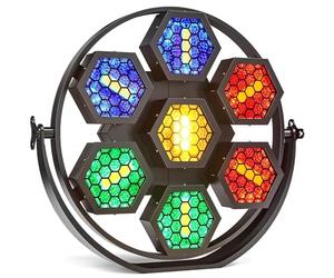 CVQJL Luci da palco a LED, luci da Discoteca RGBW 3 in 1 da 350 W con attivazione Sonora e Controllo DMX512, 7 luci retrò esagonali, Illuminazione da palco per DJ, Feste, Matrimoni, Club, Eventi