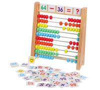 CVUTOVO 1 Set Abaco Didattico Legno per Completo con Schede Numeriche per Apprendimento e Giochi Educativi per e Risolvere Problemi