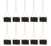 CVUTOVO 10 Pezzi Mini Lavagna Nera in Legno Bordo Liscio da Appendere, Lavagnette Doppia Faccia Scrivibili Gesso per Decorazioni e Photo Prop