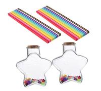 CVUTOVO Barattoli dei Desideri Trasparenti con Coperchio, Set di 2 Bottiglie di Plastica a Forma di Stella per Decorazione Casa e Contenitore Fai da Te con Carta Origami Colorata,