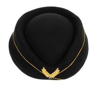 CVUTOVO Berretto da Hostess in Feltro Nero Sobrio e Compatto, Cappello per Costume Party e Rappresentazioni, Facile da Indossare e Lavare, Accessorio per Performance Teatrali
