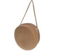 CVUTOVO Borsa Rotonda in Paglia da Donna, Tracolla Estiva per Mare | Formato Compatto Capienza Ampia, Tonalità Terra, Design Semplice e Casual, per Weekend e Campeggio