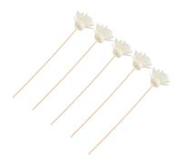 CVUTOVO Set 5 Pezzi Bastoncini Diffusore Aroma a Forma di Crisantemo in Rattan Naturale Bianco per Rinfrescare L'aria in Cucina e Camera da Letto