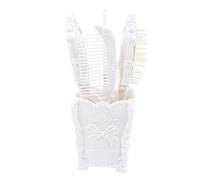 CVUTOVO Set 5 Pezzi Spazzole con Pettine Bianco in Plastica Massaggiante per Chioma Vintage con Supporto per Bagno e Camera da Letto