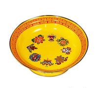 CVUTOVO Vassoio Decorativo per Frutta in Smalto Giallo Senza Bave, Facile da Pulire, Forma Semplice per Offerte e Tempio Sacrificale