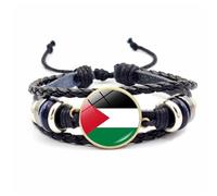 CVZJ Braccialetto alla moda Palestina per uomo e donna, bracciale in pelle intrecciata multistrato, gioielli, bracciale da campagna, approx.18+7cm/7.09+2.76in