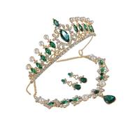 CVZQTE Set Gioielli Da Sposa Con Scintillanti Copricapo A E Orecchini Pendenti Per Matrimoni E Serate Perle Finte Gioielli