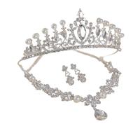 CVZQTE Set Gioielli Da Sposa Con Scintillanti Copricapo A E Orecchini Pendenti Per Matrimoni E Serate Perle Finte Gioielli