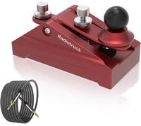 CW Morse Code Key - Chiave tascabile con codice Morse Telegraph Base in lega di alluminio grigia per radioamatoriali, tensione regolabile (rosso)
