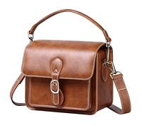 Cwatcun Borsa per fotocamera Borsa a tracolla per fotocamera compatta Borsa impermeabile retrò compatibile per Canon Nikon Sony SLR/DSLR Mirrorless e obiettivo Marrone,S