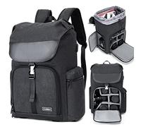 Cwatcun zaino fotocamera borsa in tela per reflex mirrorless Canon Nikon Sony Pentax obiettivo impermeabile fotocamera reflex con 15.6'' scomparto per computer portatile e cinghia treppiede,Nero