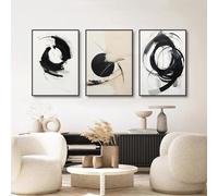 CWBLYZ Stampe Murali,Dipinto Astratto su Tela Semplice Con Cerchi Irregolari In Bianco e Nero Adatto per Soggiorno Cucina Ufficio Decorazione Della Casa-50 * 70cm-3PCS (senza telaio)
