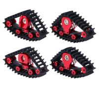 CWBSEB Cingoli RC 1/18 Neve Sabbia Alluminio Gomma 4 Pezzi Set Ruote | Tracce Serbatoio Fuoristrada per Fango Roccia Terreno Trazione Upgrade Accessori RC 1/18(Snow Wheel Red)