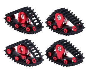 CWBSEB Cingoli RC 1/18 Neve Sabbia Alluminio Gomma 4 Pezzi Set Ruote | Tracce Serbatoio Fuoristrada per Fango Roccia Terreno Trazione Upgrade Accessori RC 1/18(Snow Wheel Red)