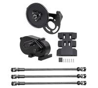 CWBSEB Trasmissione e Transfer Case Overdrive per RC 1/10 Rock | Gearbox Anteriore Baricentro Basso con Albero Cardanico Acciaio Inox per Chassis Buggy da Roccia(Black)