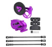 CWBSEB Trasmissione e Transfer Case Overdrive per RC 1/10 Rock | Gearbox Anteriore Baricentro Basso con Albero Cardanico Acciaio Inox per Chassis Buggy da Roccia(Purple)