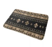 CWCMZDH Fleur De Lis Ornamento di Lusso dell'Oro E del Nero antiscivolo Zerbino Tappetino Tappeto per la Cucina, con Ingresso a Casa Camera da letto Zampa Stuoie