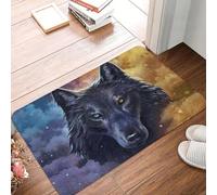 CWCMZDH Personalizzato Animale Lupo Luna Porta Anteriore Terra Con Ingresso Tappetini Bagno Esterno, Cucina Zerbino Garage Tappeto