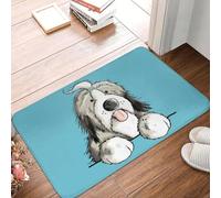 CWCMZDH Personalizzato Felice Bearded Collie, Cane Zerbino Tappetino Anti-Scivolo Animale Da Compagnia, Bagno Cucina Camera Da Letto Tappeto